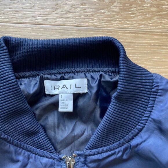 THE RAIL Zip Up Bomber Jacket Men Large Blue Long Sleeve - Picture 3 of 7